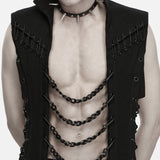 Magic Lantern Men's Punk Abyss Chain Stand-Collar Vest in Black