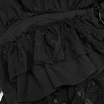 Diamond Goth Cropped Ruffled Top - Black - PunkRave