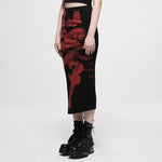 Yokai Printed Skirt - Red and Black - PunkRave