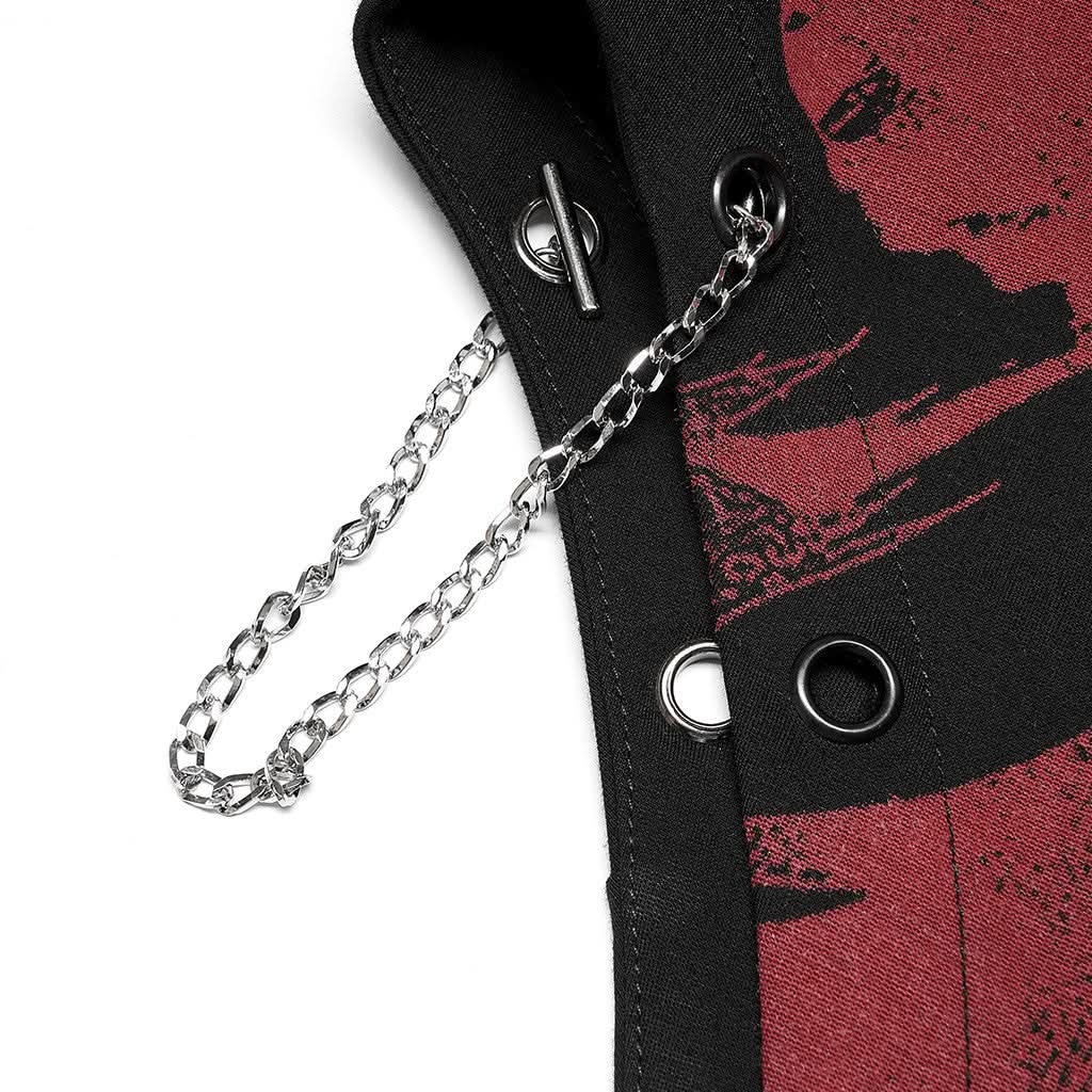 Yokai Printed Skirt - Red and Black - PunkRave