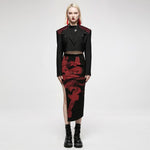 Yokai Printed Skirt - Red and Black - PunkRave
