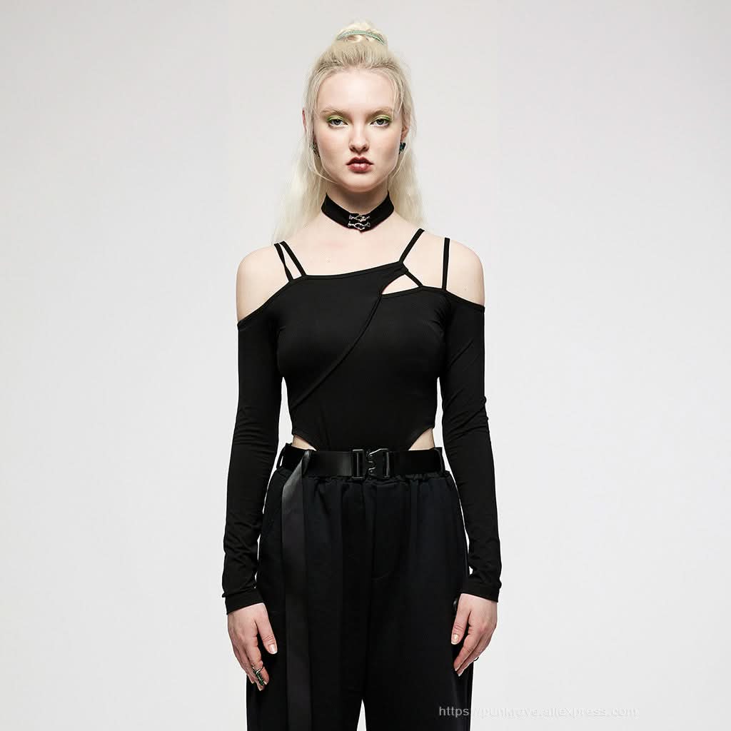 Threnody Cold-Shoulder Bodysuit - PunkRave
