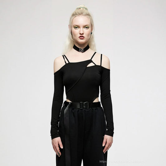 Threnody Cold-Shoulder Bodysuit - PunkRave