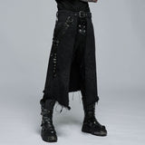 Orpheus Distressed Kilt With Leather Straps - PunkRave