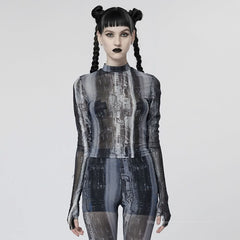Lazarus Printed Turtleneck - Black and White - PunkRave