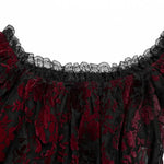 Lady Anne Lace Top With Bardot Neckline - Red and Black - PunkRave