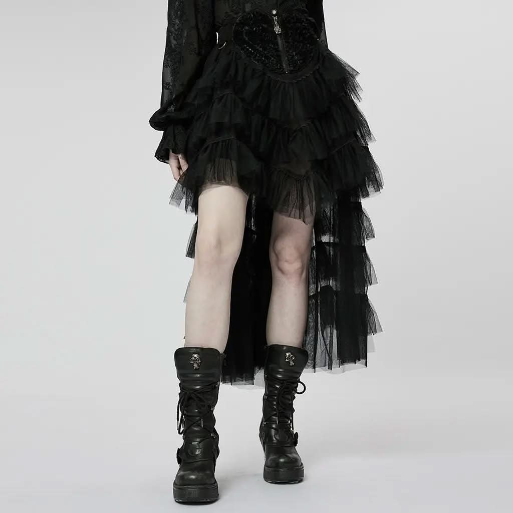 Poison Apple Waterfall Skirt - Black - PunkRave