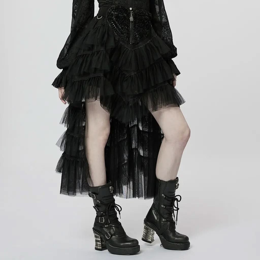 Poison Apple Waterfall Skirt - Black - PunkRave