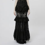 Andromeda Ruffled Lace Skirt - Black - PunkRave