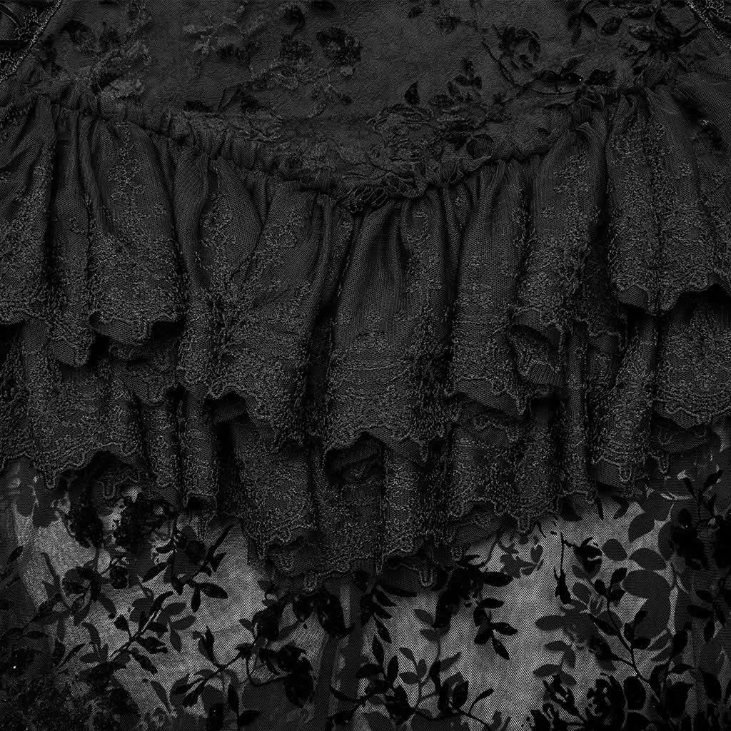 Andromeda Ruffled Lace Skirt - Black - PunkRave