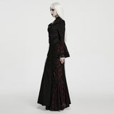 Lemures Women's Gothic Dark Contrasting Dress in Black & Red