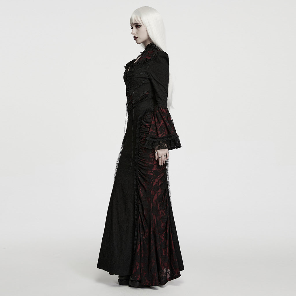 Lemures Women's Gothic Dark Contrasting Dress in Black & Red – PunkRave