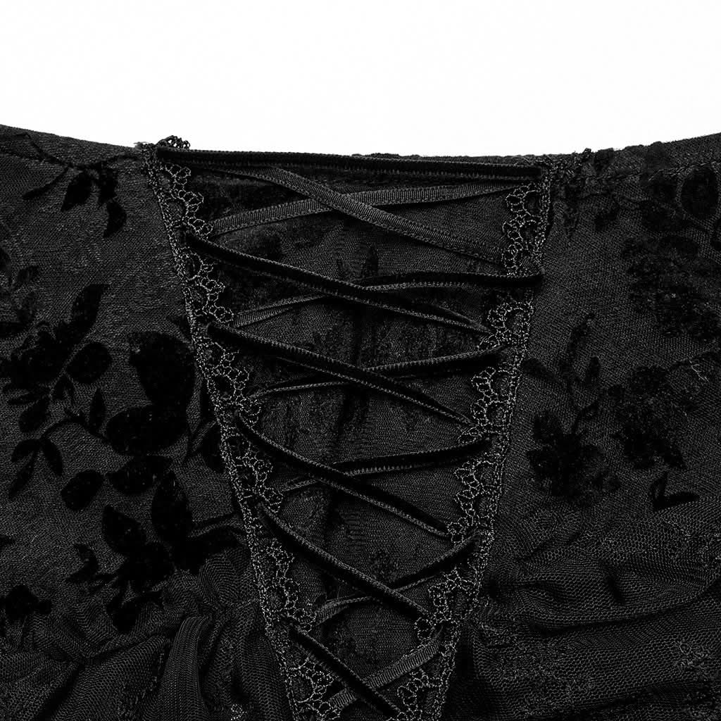 Andromeda Ruffled Lace Skirt - Black - PunkRave