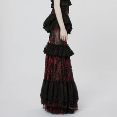 Andromeda Ruffled Lace Skirt - Black - PunkRave