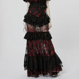 Andromeda Ruffled Lace Skirt - Black - PunkRave
