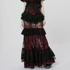 Andromeda Ruffled Lace Skirt - Black - PunkRave