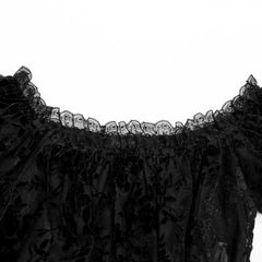 Lady Anne Lace Top With Bardot Neckline - Black - PunkRave