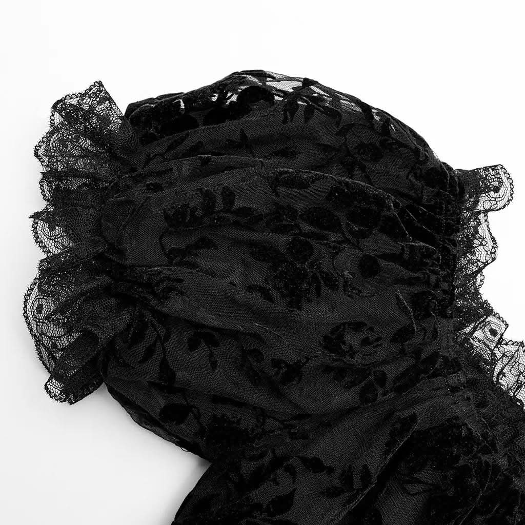 Lady Anne Lace Top With Bardot Neckline - Black - PunkRave