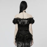 Lady Anne Lace Top With Bardot Neckline - Black - PunkRave