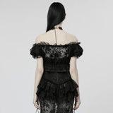 Lady Anne Lace Top With Bardot Neckline - Black - PunkRave