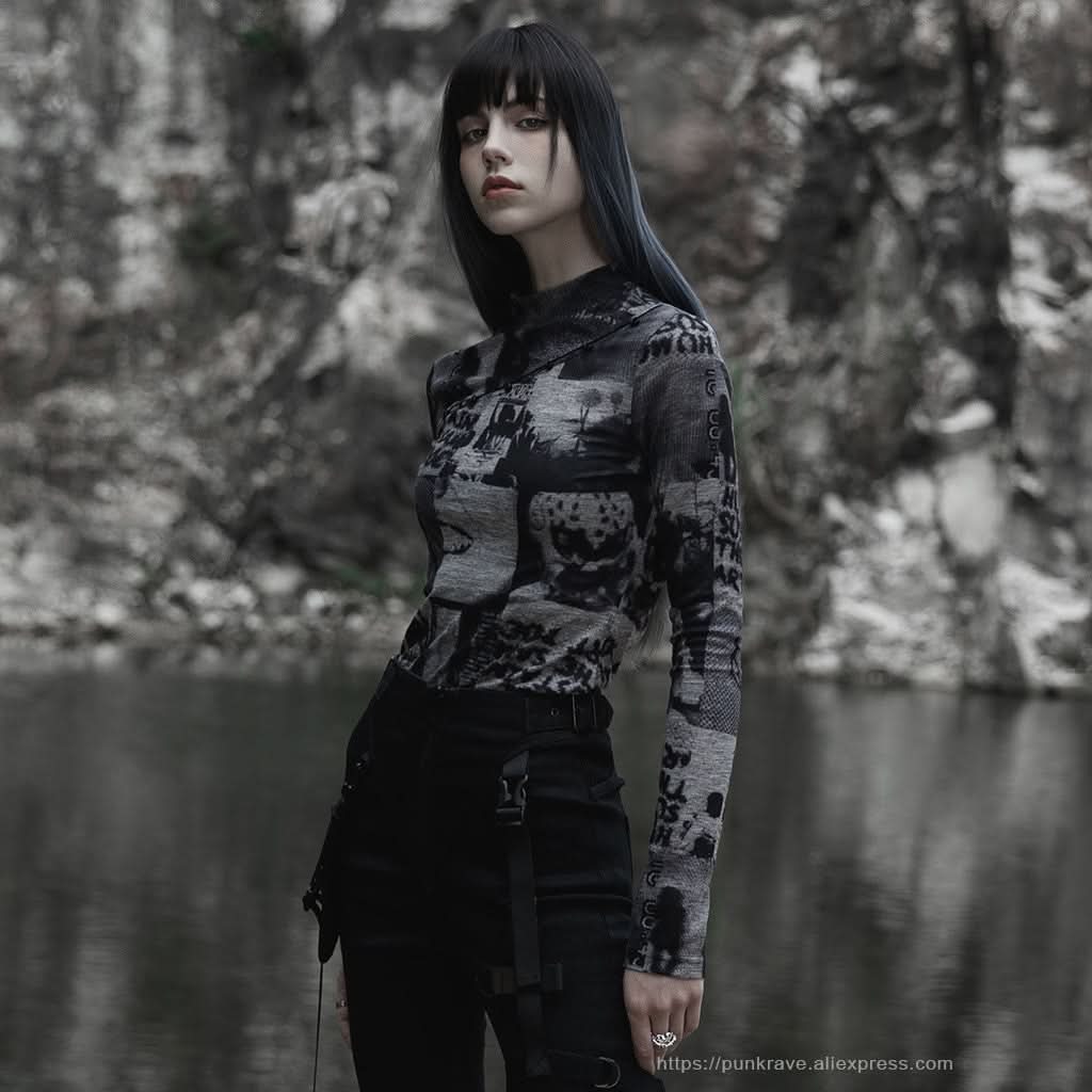 Tomie Turtleneck Top - Printed - PunkRave