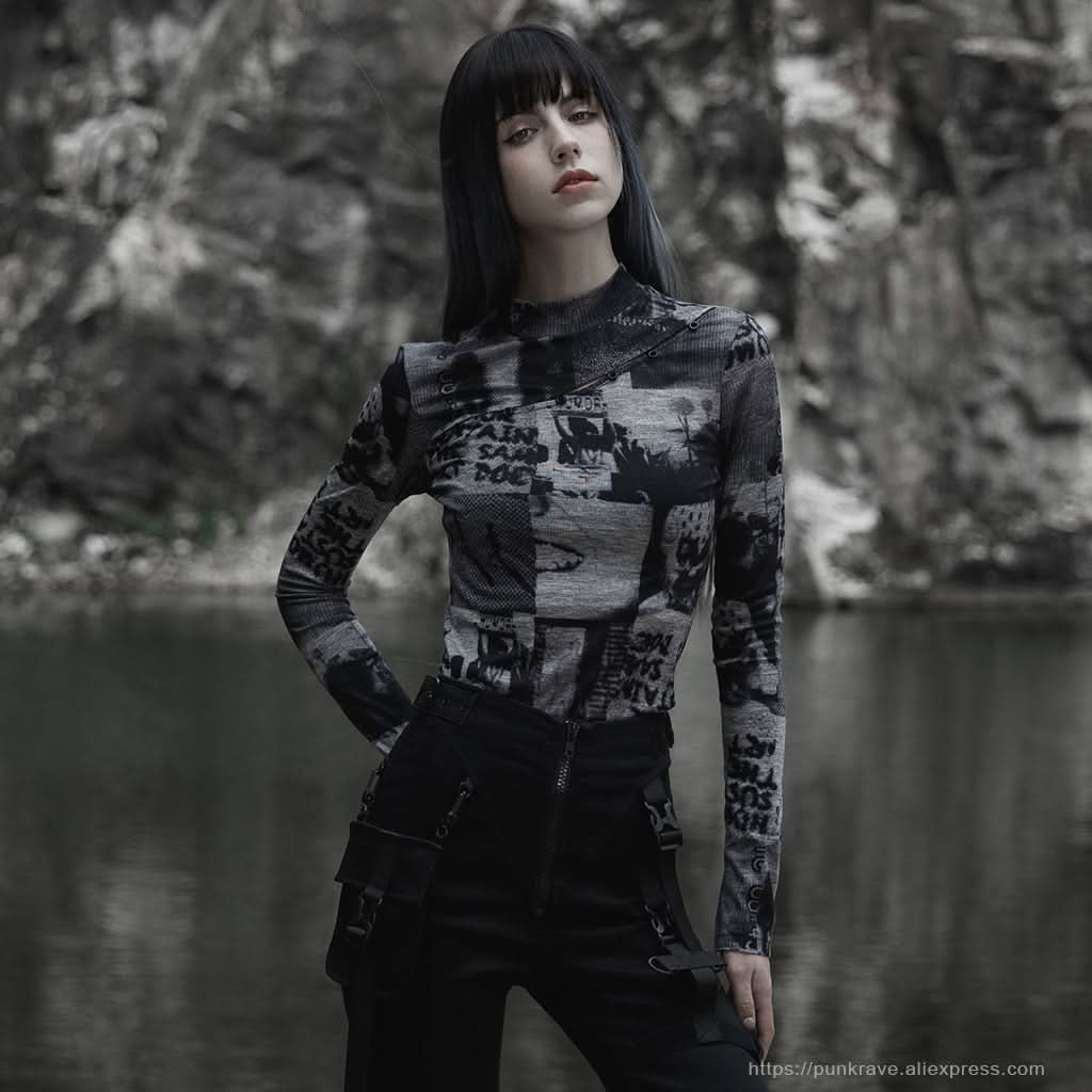 Tomie Turtleneck Top - Printed - PunkRave