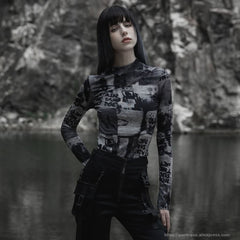 Tomie Turtleneck Top - Printed - PunkRave