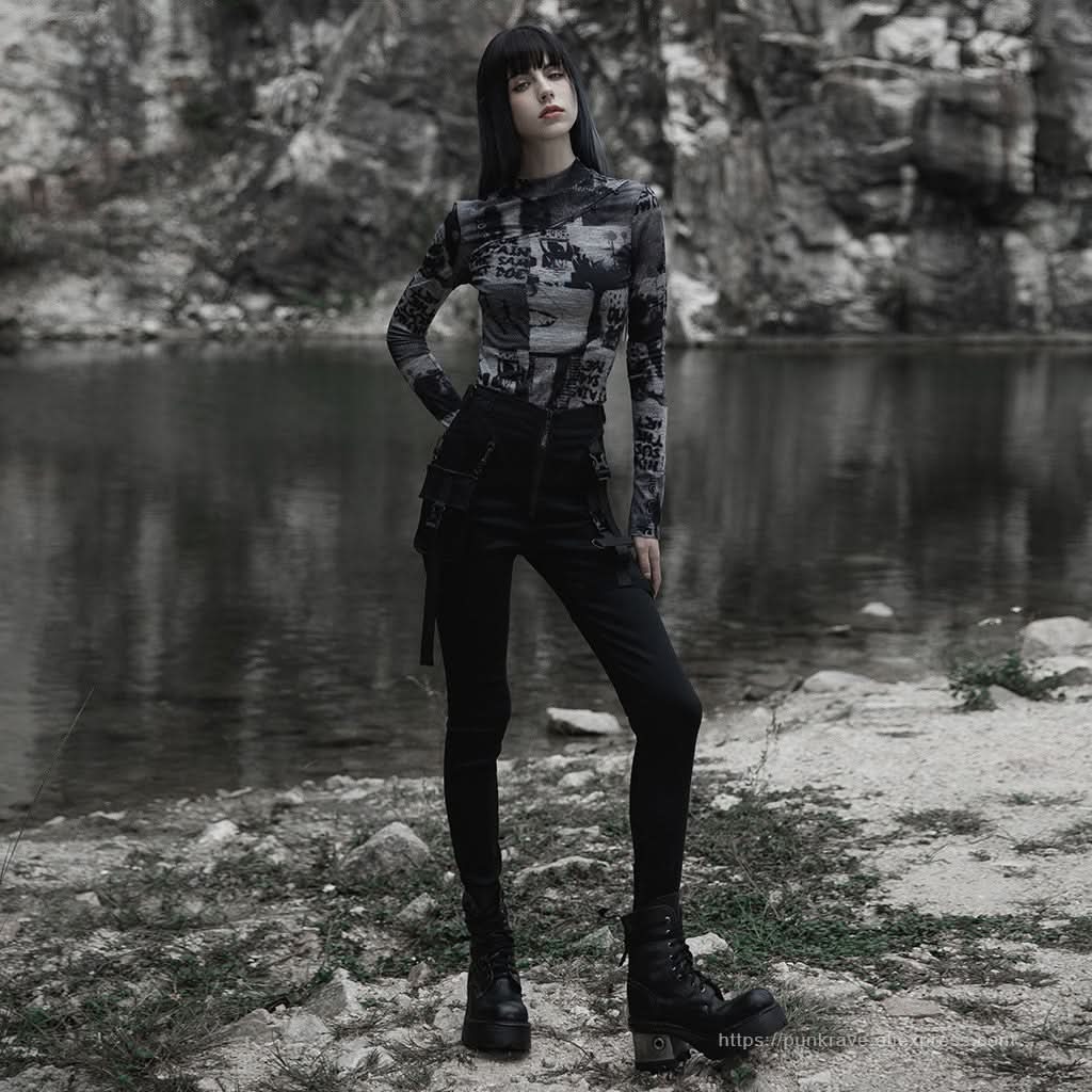 Tomie Turtleneck Top - Printed - PunkRave