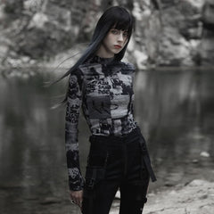 Tomie Turtleneck Top - Printed - PunkRave