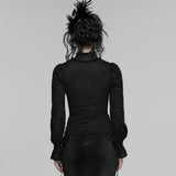 Hollow Crown Women's Gothic Blouse with Ruffles in Black