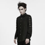 Bruges Men's Gothic Shirt with Studded Shoulders in Black