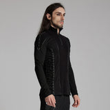 Goblin Men's Punk Half-Zip Long Sleeve Top in Black