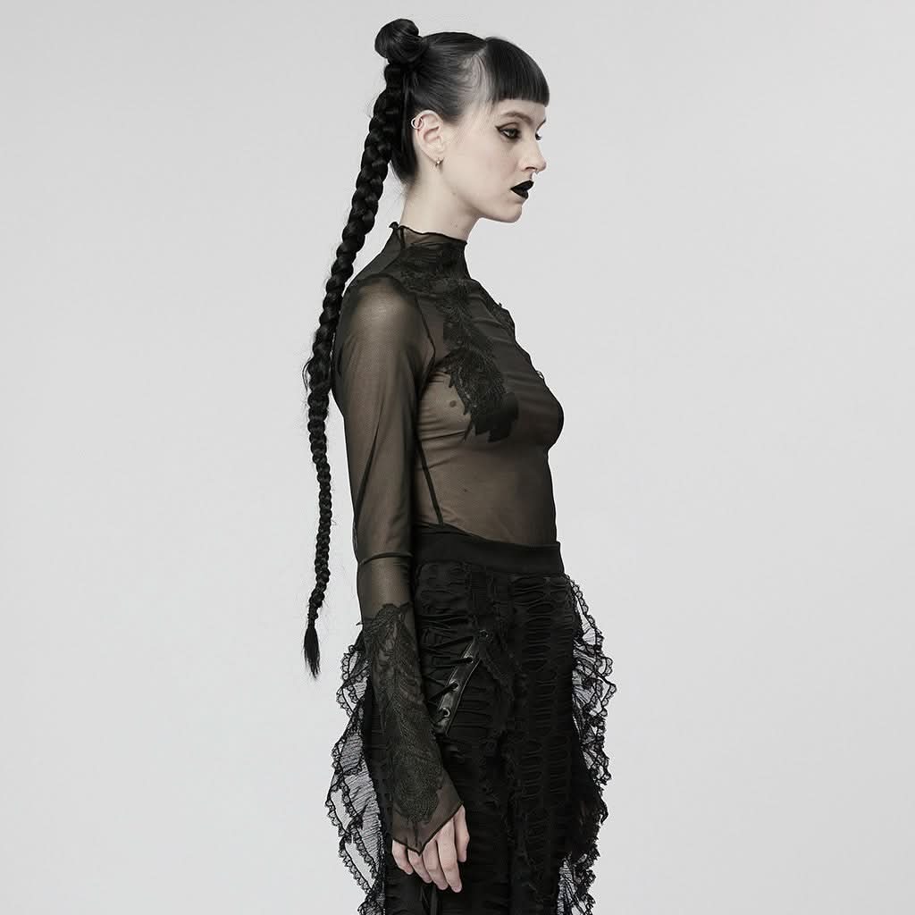 Melinda Sheer Mesh Turtleneck - PunkRave