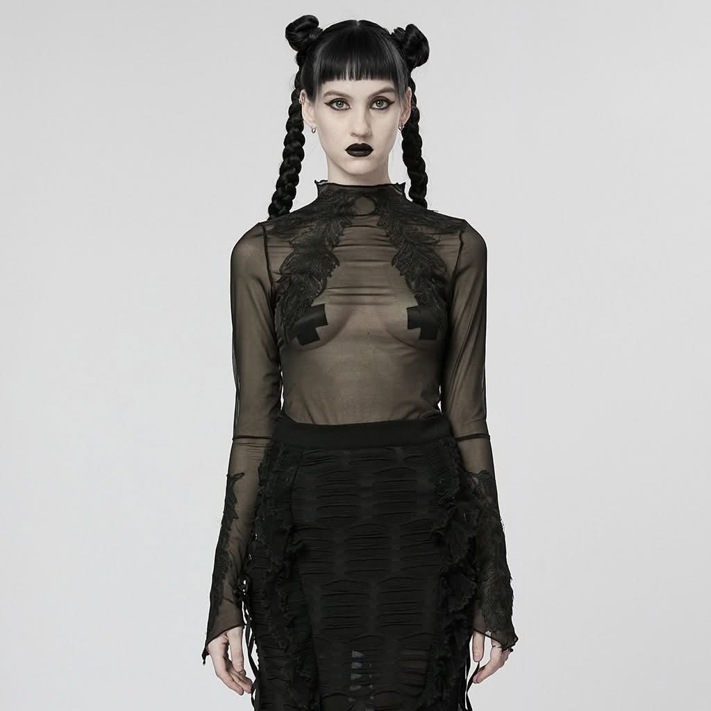 Melinda Sheer Mesh Turtleneck - PunkRave