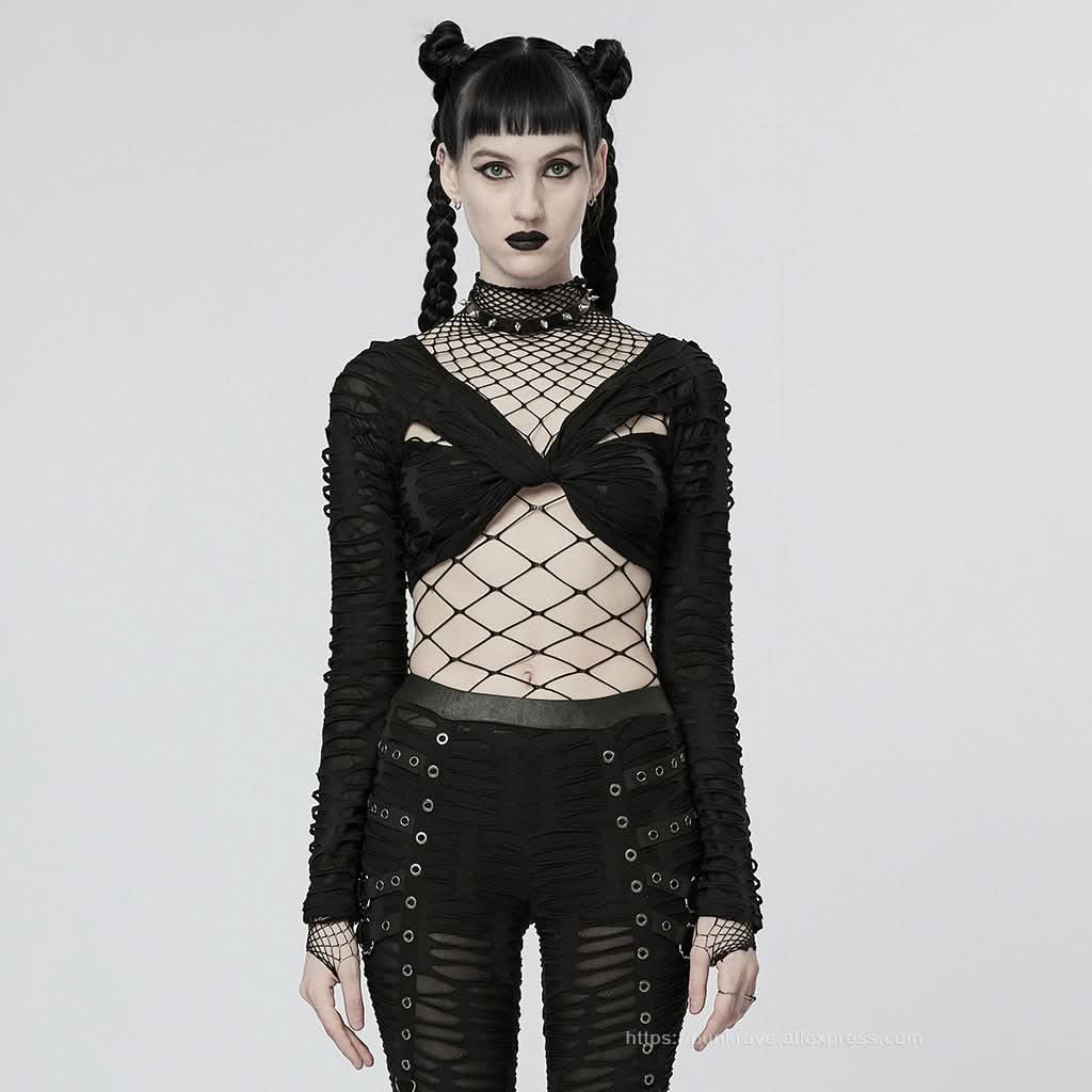 Echo Cropped Mesh Top - PunkRave