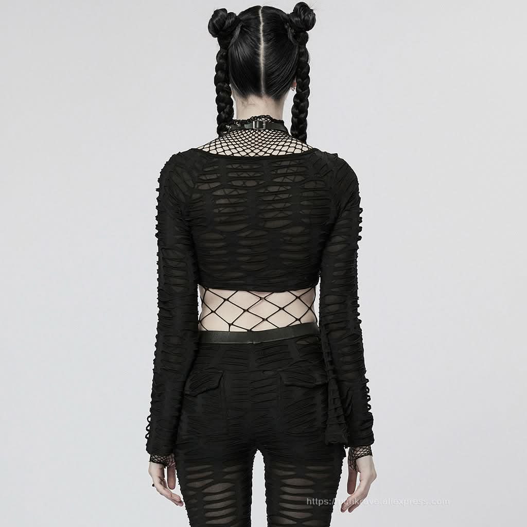 Echo Cropped Mesh Top - PunkRave