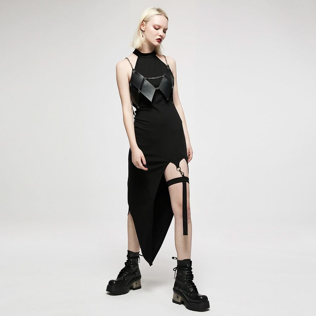 Pagan Heart Halterneck Dress With Garter - PunkRave