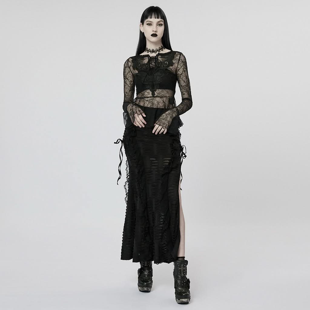 Witchy Whispers - Sheer Peplum Top - PunkRave