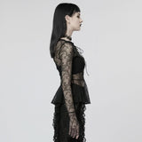 Witchy Whispers - Sheer Peplum Top - PunkRave