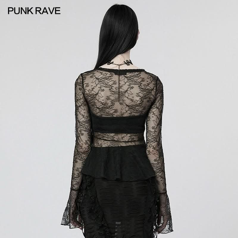 Witchy Whispers - Sheer Peplum Top - PunkRave