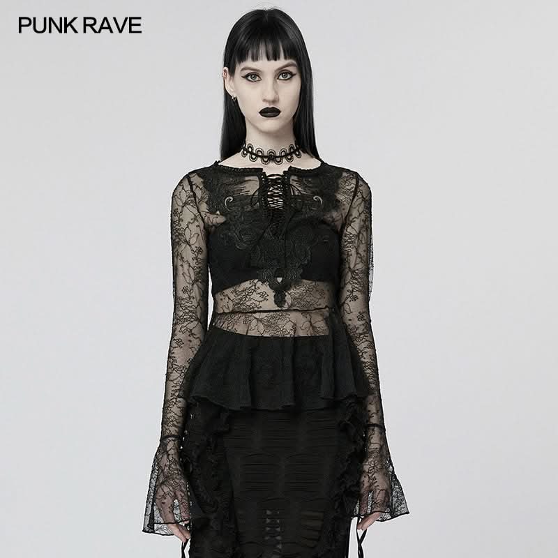 Witchy Whispers - Sheer Peplum Top - PunkRave