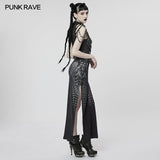 Inferno Threads - Printed Maxi Dress with Chains - PunkRave