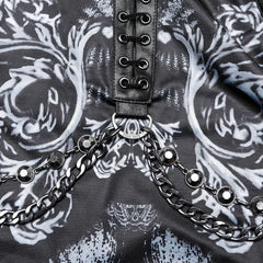 Inferno Threads - Printed Maxi Dress with Chains - PunkRave