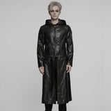 Brackish Punk Faux Leather Hooded Coat Men's