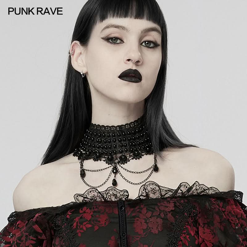 Satanas - Gothic Pearl Choker - PunkRave