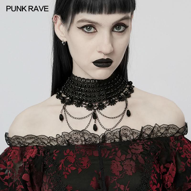 Satanas - Gothic Pearl Choker - PunkRave