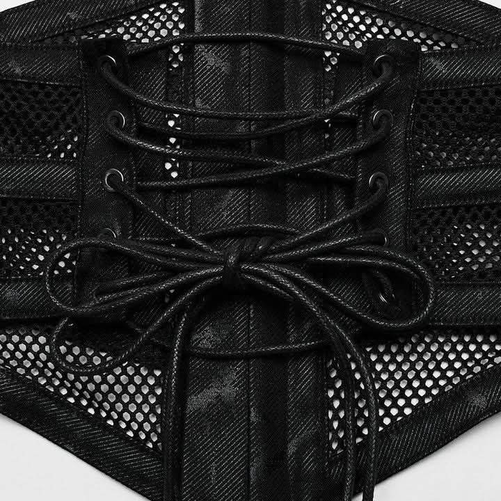 No Rules Revival - Punk PU and Mesh Corset - PunkRave