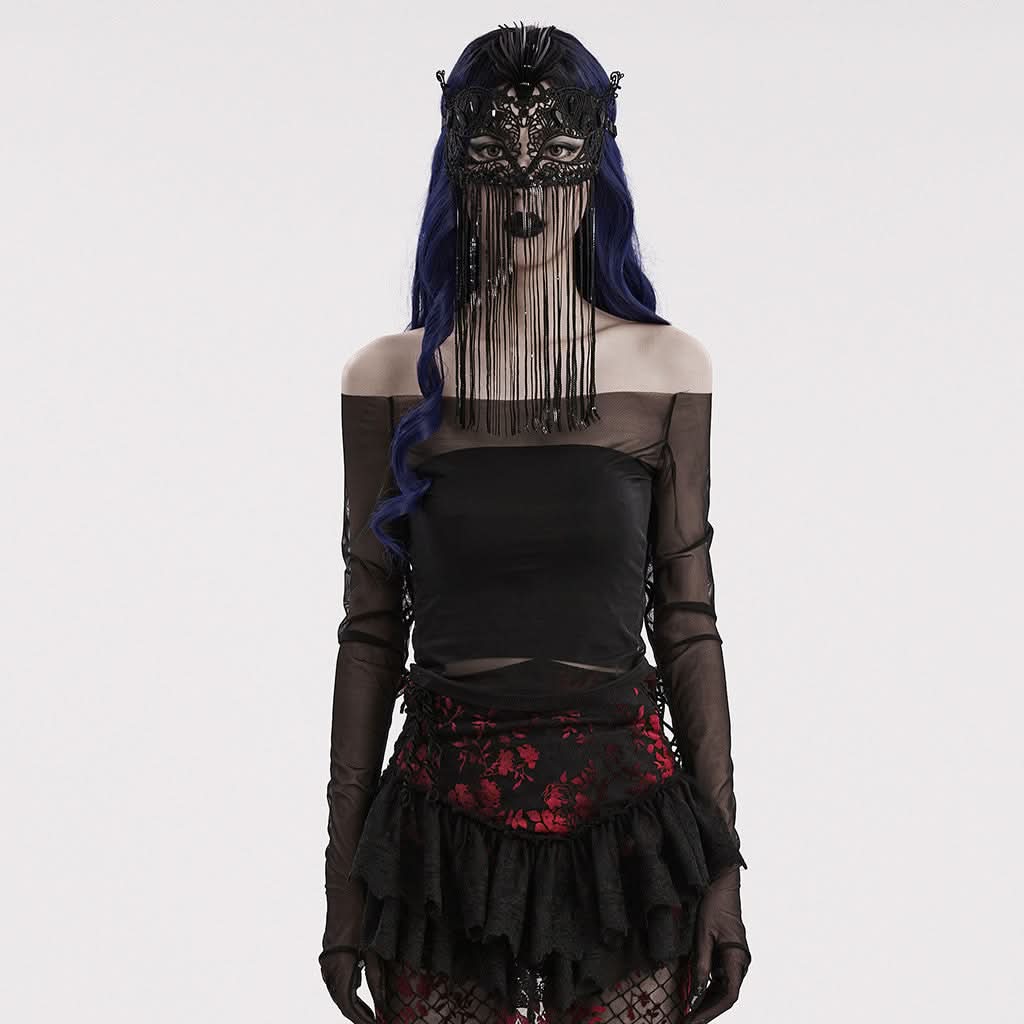 Galaxy Gossamer - Gothic Venetian Mask with Tassels - PunkRave