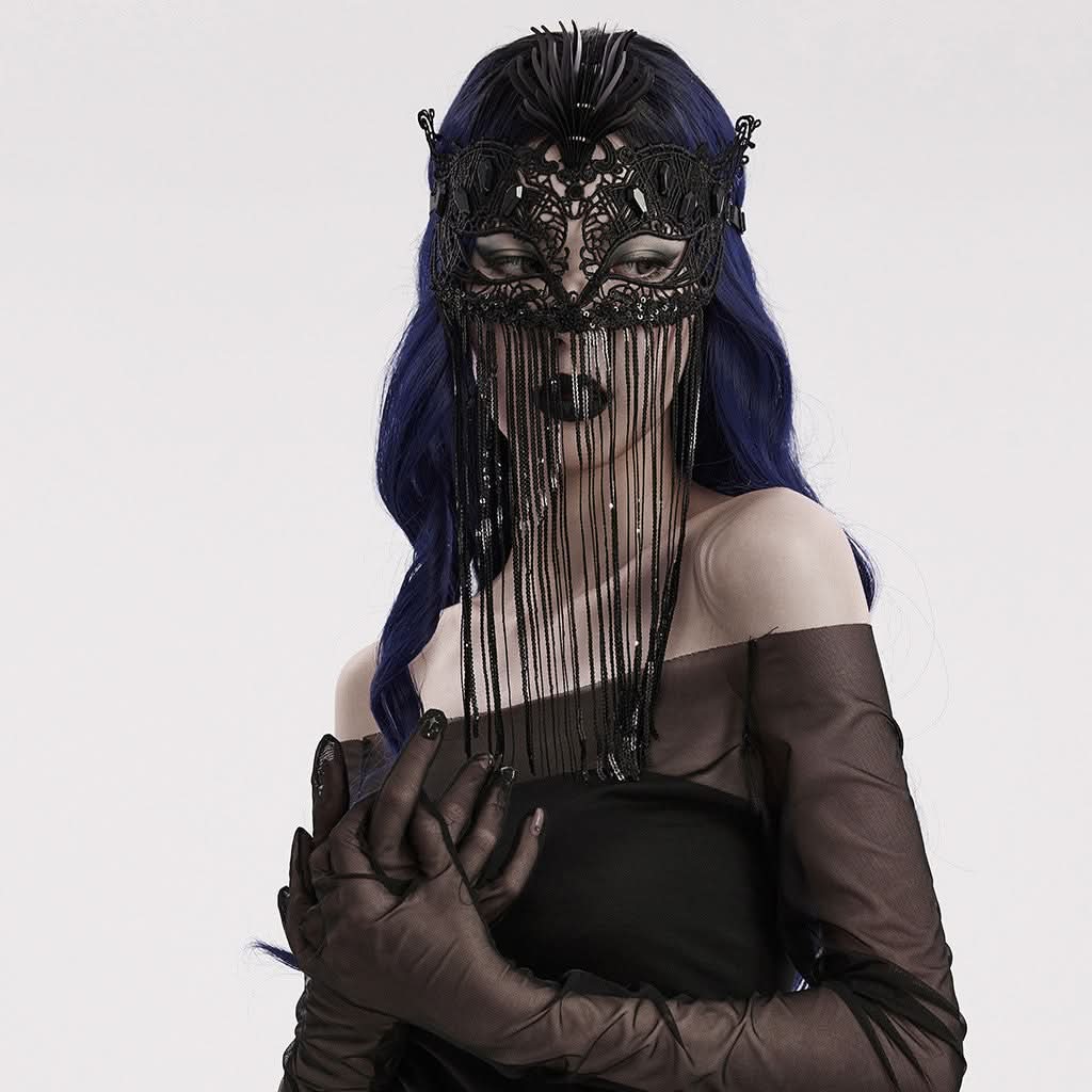 Galaxy Gossamer - Gothic Venetian Mask with Tassels - PunkRave