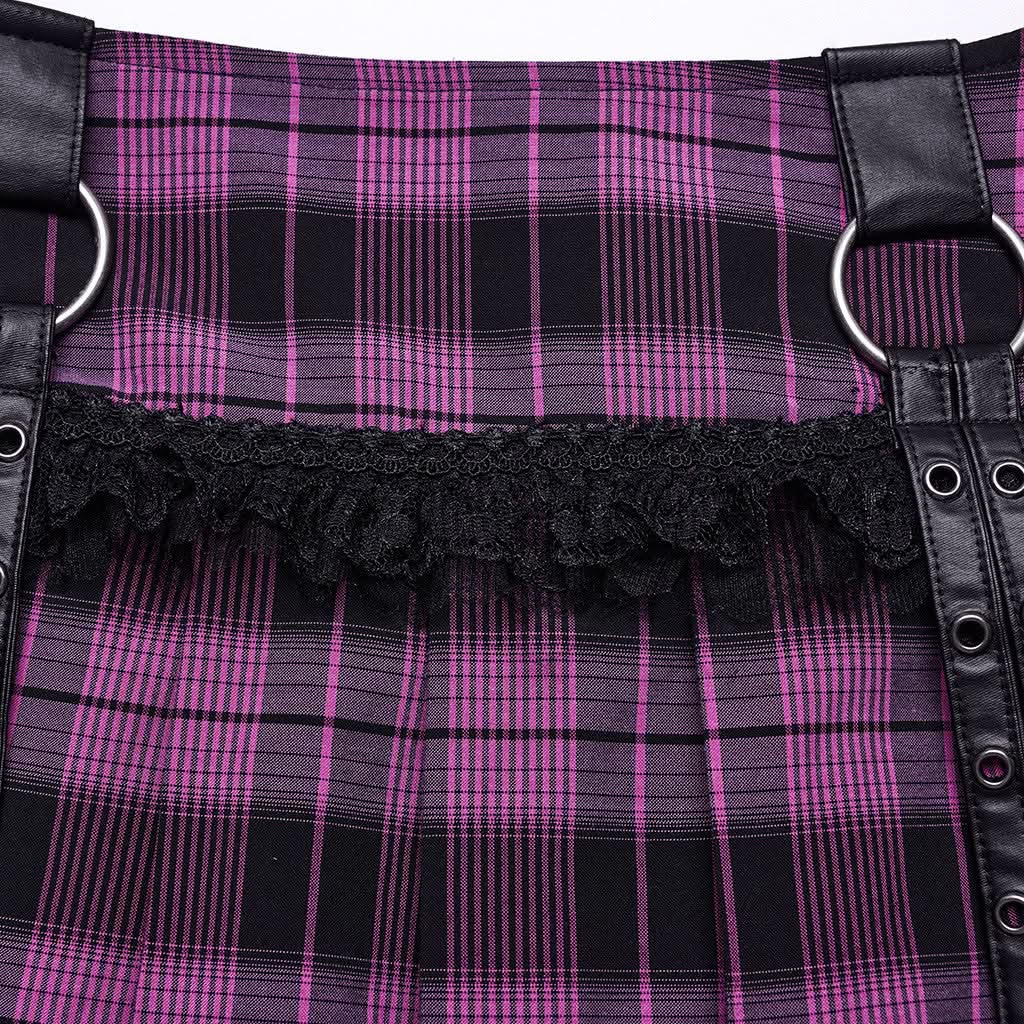 Lunar Plaid Mini Skirt (Nightshade) - PunkRave